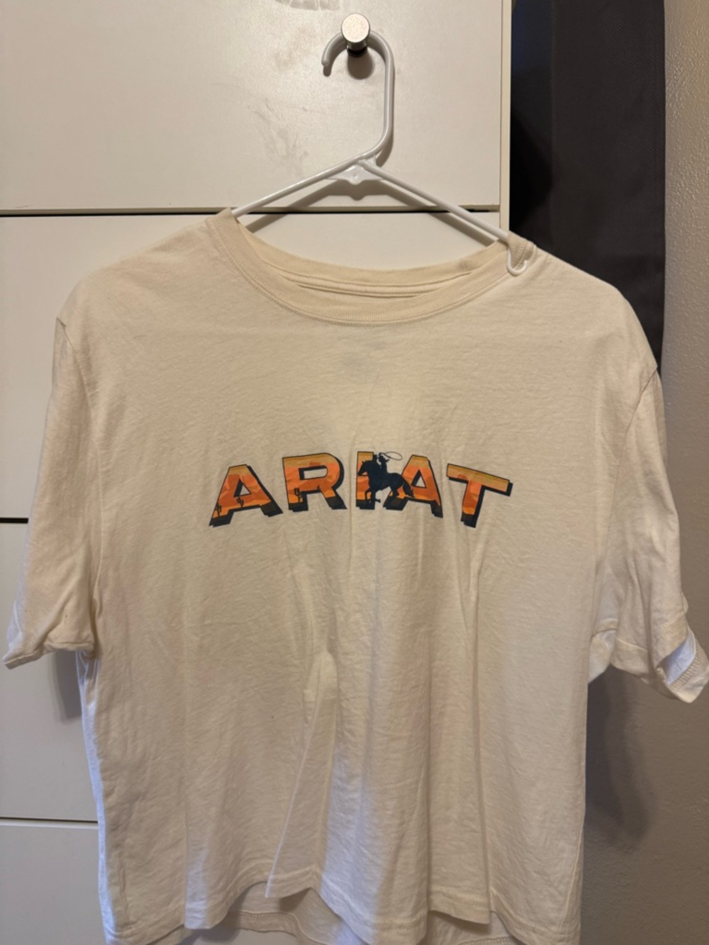 Ariat Cream Women's Logo Tee with Gray Print